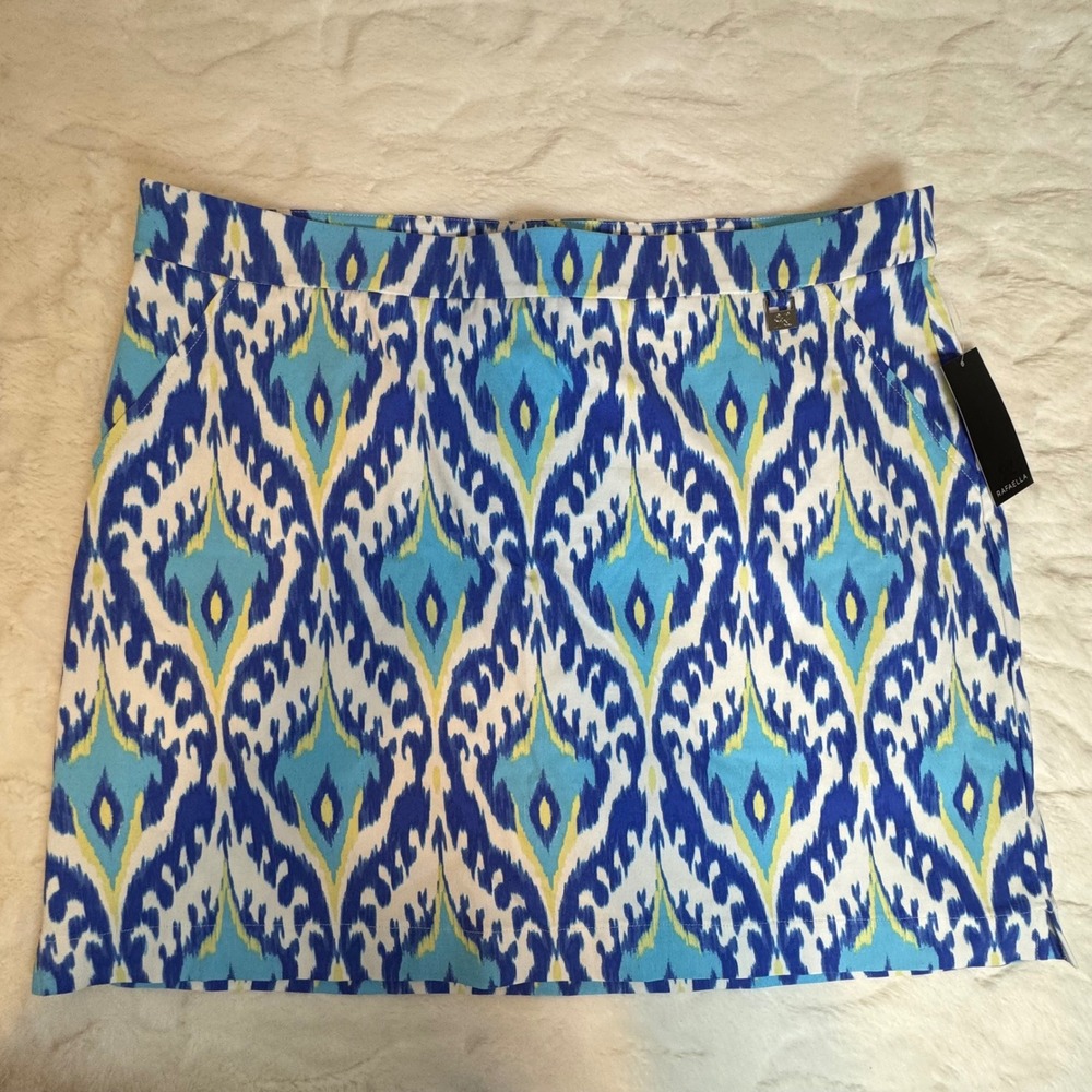 Rafaella Womens XXL Blue Ikat Print Skort Active Golf Tennis Skirt NWT